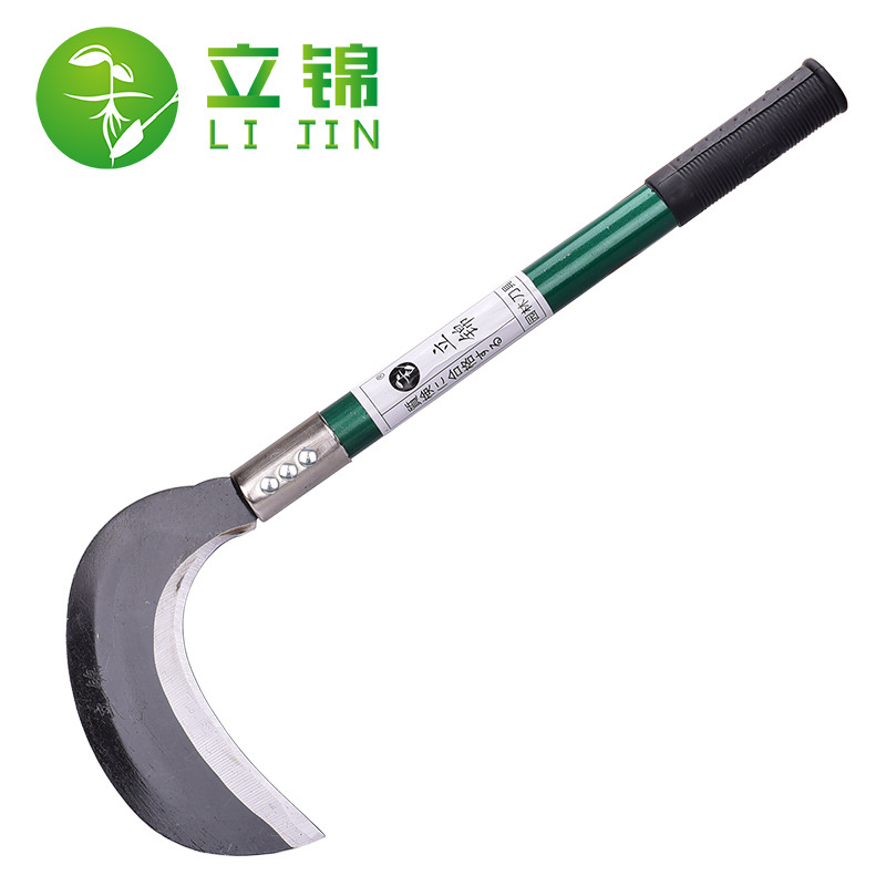 立锦锰钢镰刀 农用园林宽刃镰刀  钢柄长柄镰刀 割草刀鱼头弯镰刀
