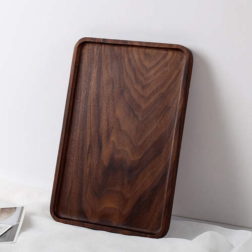 Japanese-style wooden handled tray elm wood pastry tray walnut wood small tea tray wooden fruit bowl dessert plate