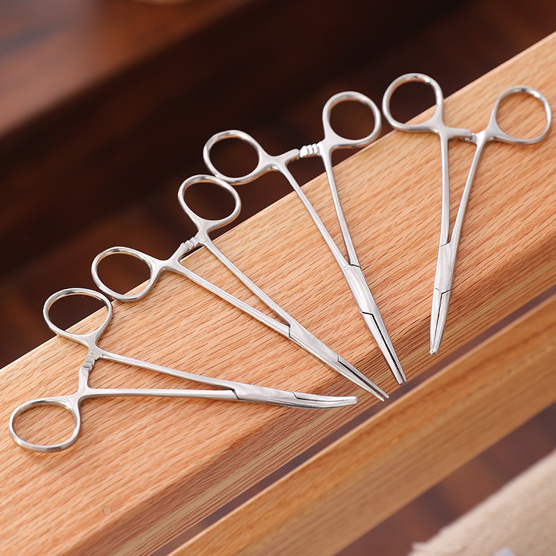 Mascota oreja tirando alicates gato y perro codo recto de acero inoxidable tijeras hemostáticas perro gato mascota pelo tirando alicates