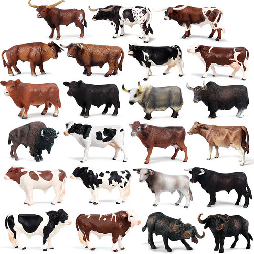 Children's science and education simulation realistic wild animal model toys poultry pasture farm cows cattle yak ornaments
