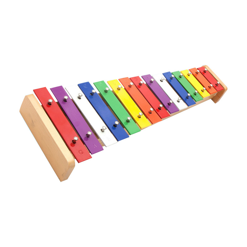 Piano de placa de aluminio de 15 tonos Orff Instrumento de percusión Piano de película de color de 15 tonos Piano de escuela Piano de arco iris de educación temprana para niños