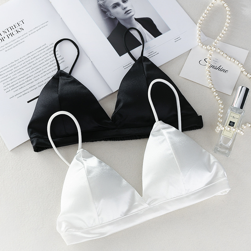 Europa y América sexy bikini Correa tubo superior delgada correa de hombro pequeño sujetador elástico belleza espalda profunda V envuelto pecho ropa interior para mujeres