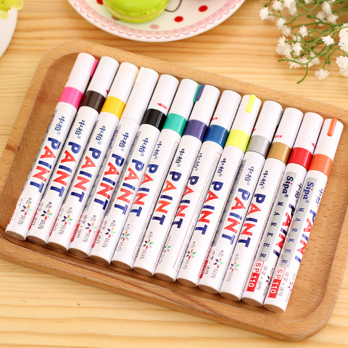 Zhongbai paint pen SP110 thick 3.0mm marker pen non-fading waterproof industrial white touch-up car black gold