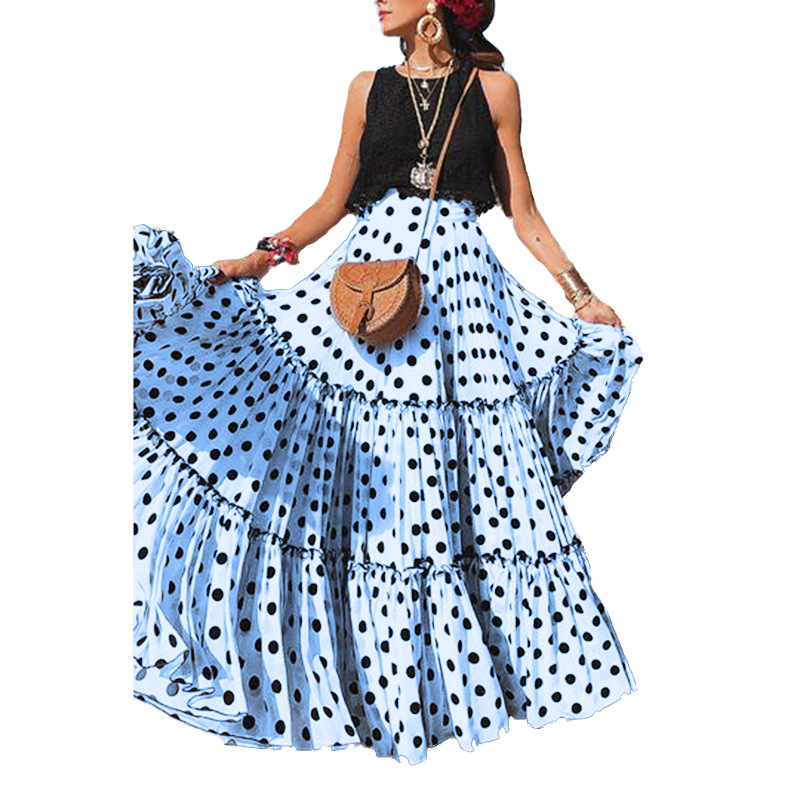 Nueva falda larga holgada de moda para mujer, estilo europeo y americano, con lunares y múltiples capas, ideal para verano y otoño 2026, ideal para Amazon y el comercio transfronterizo.