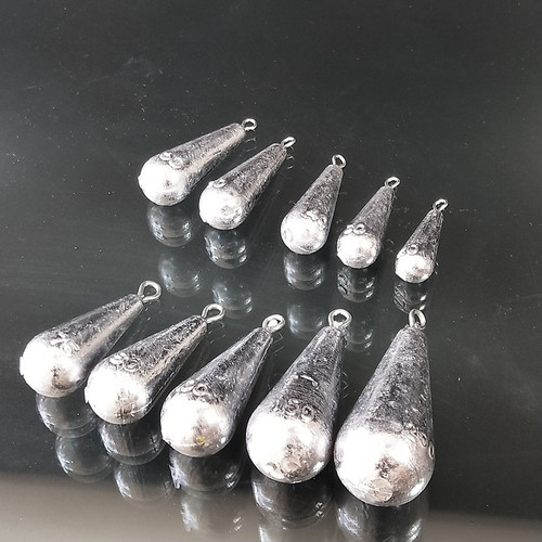 Water drop sinker, drop-shaped sinker with bad sinker, through sinker, sea rod sinker, casting rod sinker, fishing sinker, long-range sinker