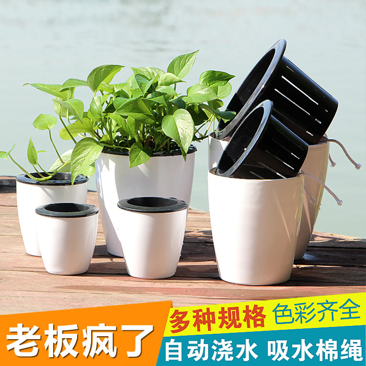 Automatic Water-Absorbing Lazy Pot, Direct Sales from the Manufacturer, Large Resin Creative Green Plant Pot, Hydroponic Plastic Flower Pot Wholesale Automatic Water-Absorbing Lazy Pot, Direct Sales from the Manufacturer, Large Resin Creative Green Plant Pot, Hydroponic Plastic Flower Pot Wholesale