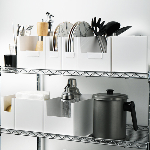 Amazon desktop storage box plastic kitchen refrigerator tableware classification facial mask organizer box can be stacked at right angles for storage