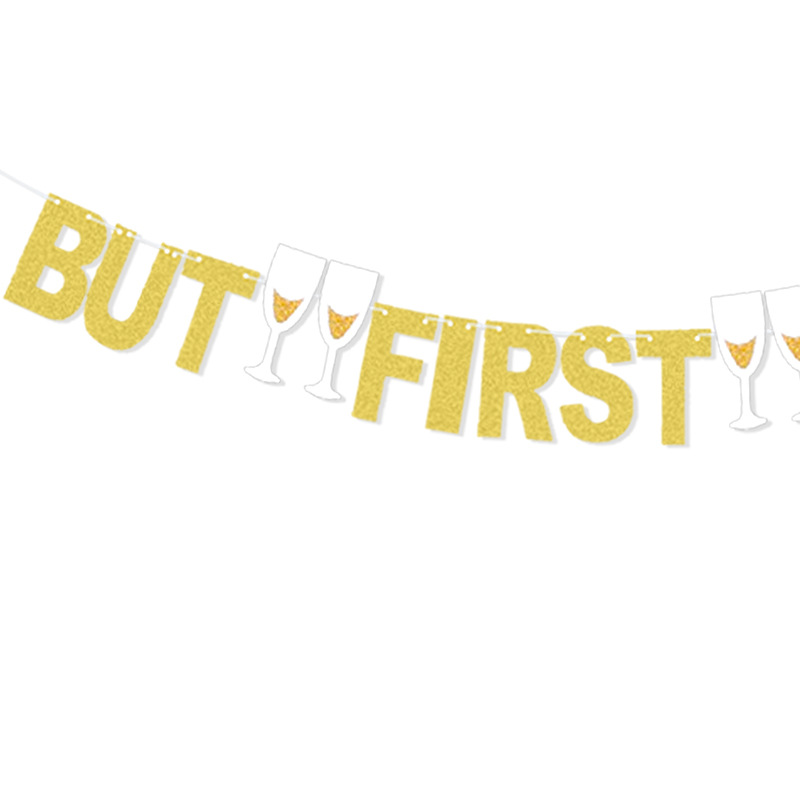 Sola fiesta decoración de oro carta tire de la bandera tirón de la flor de suministro directo de fábrica PERO FLRST MIMOSA brillo tire de la flor