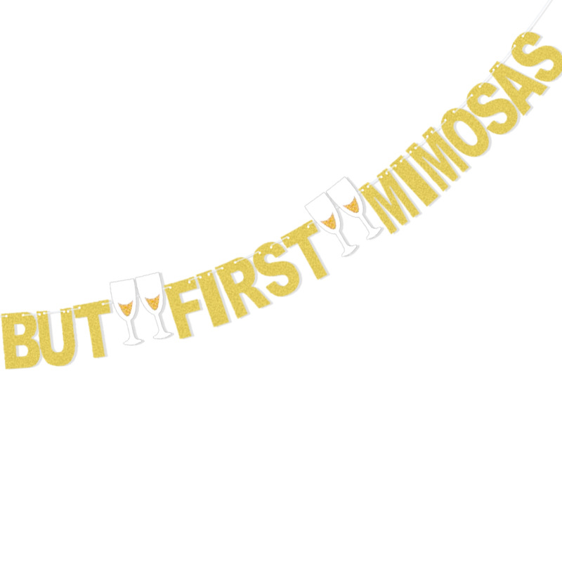 Sola fiesta decoración de oro carta tire de la bandera tirón de la flor de suministro directo de fábrica PERO FLRST MIMOSA brillo tire de la flor