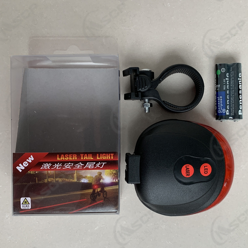 Bicicleta transfronteriza luz trasera láser luz de advertencia bicicleta de montaña montar equipo 5LED ronda UFO