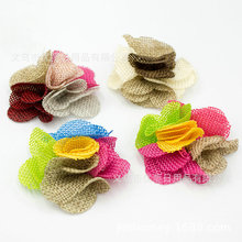 6cm手工仿麻麻布花 欧美圣诞婚庆派对装饰 饰品服饰装饰花 现货