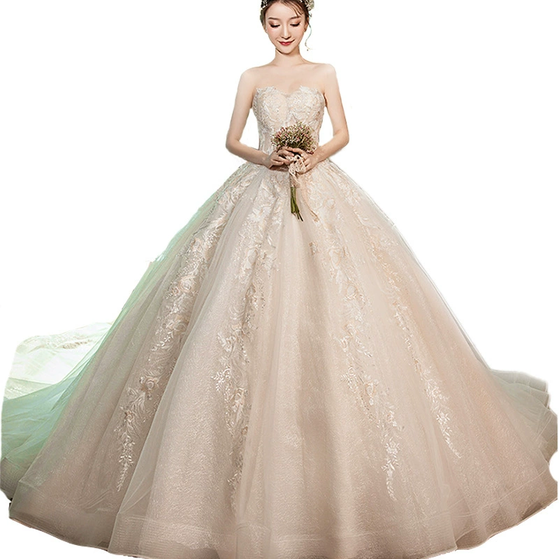 Свадебное платье Hepburn princess dream с бретелью, бальное, шлейф 1,5 м, большие размеры