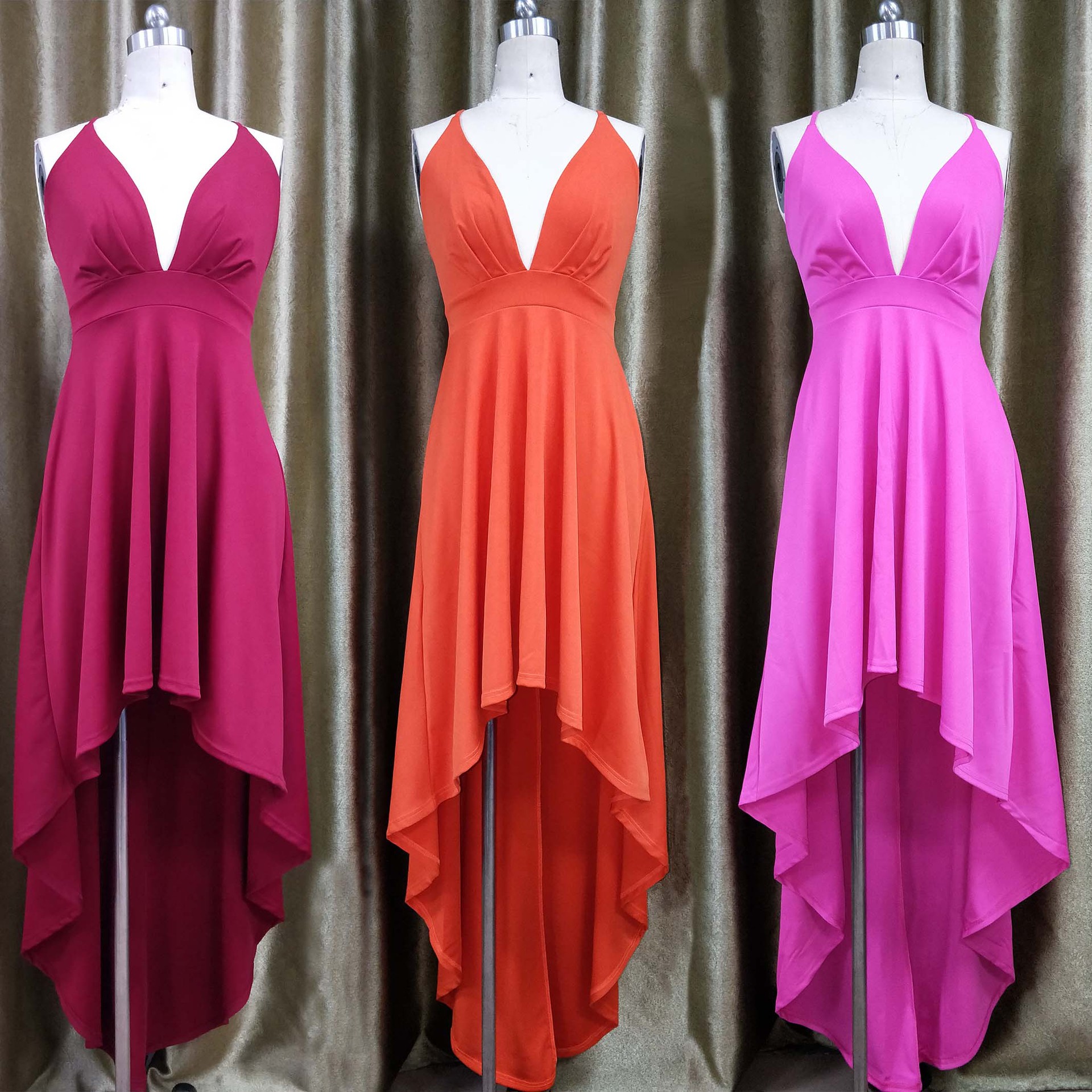 2026 European And American Popular Plus-size Women's With Straps, V-neck, Large Hem, Sexy Backless Bandage Party Dress_voghion.com