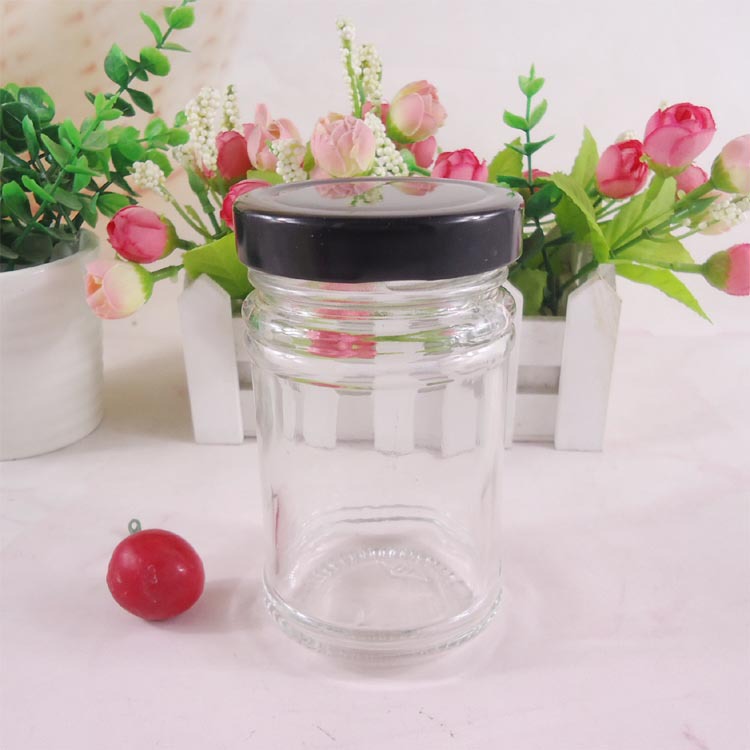 热销高盖酱菜瓶 辣椒酱玻璃瓶220ml食品透明玻璃密封罐果酱瓶批发