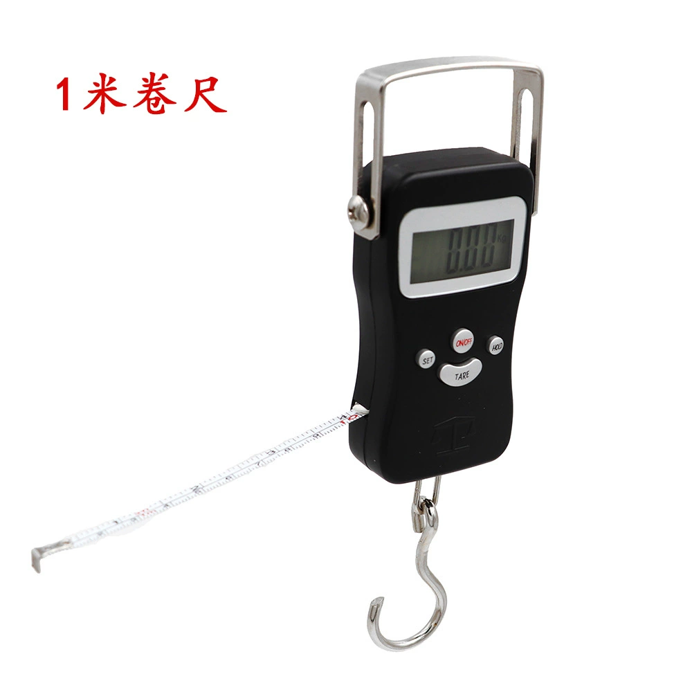 Заводская прямая продажа алюминиевый сплав корпус электронная рыбалка весы ручные весы Малые весы с рулонной линейкой с ночным светом для отправки батареи