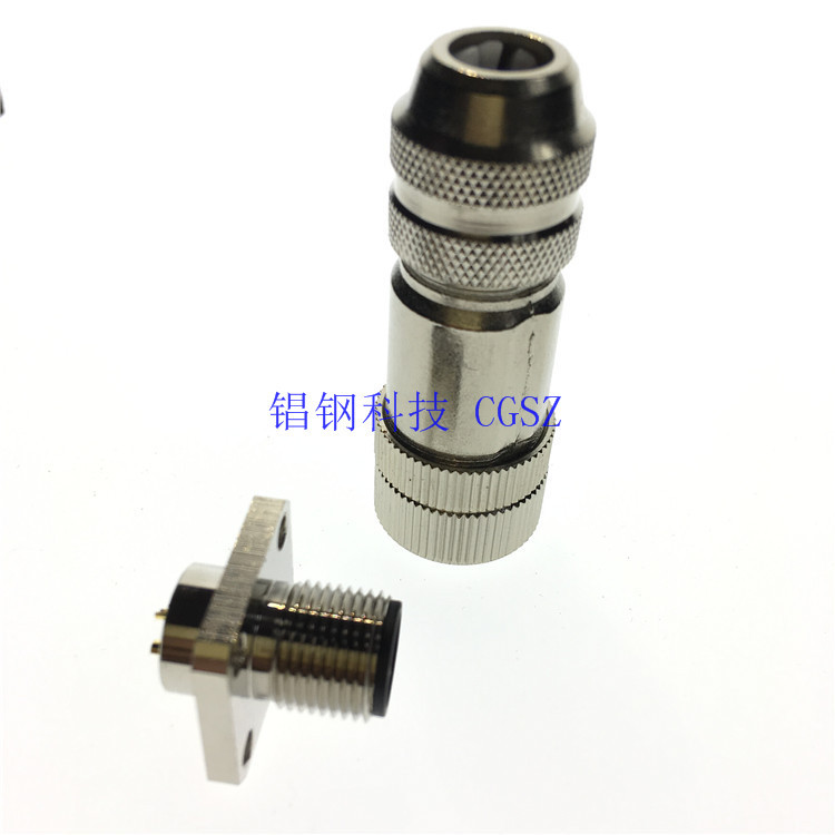 M12 ����4��ֱ��ͷ �������η��β��� Բ�κ��ղ�ͷ4оIP67������