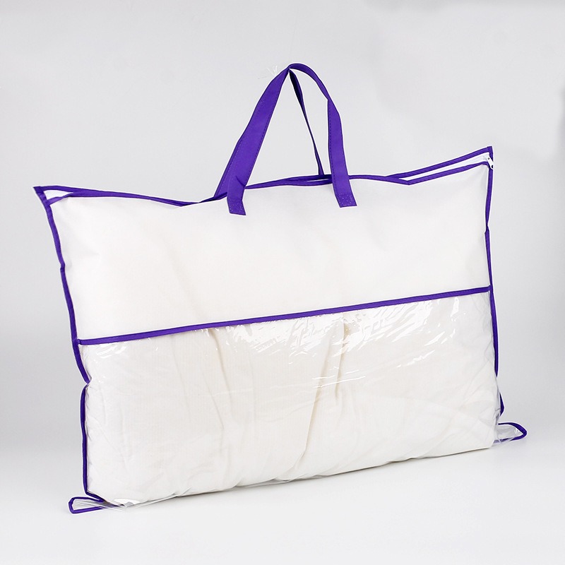 Bolso de mano no tejido spot textiles para el hogar cremallera bolsa de embalaje al por mayor costura transparente PVC almohada bolsa de almacenamiento a prueba de polvo