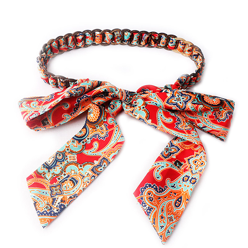 Korean Fashion Color Silk Scarf Woven Belt Women's Wide Decorative Dress Simple All-match Jeans Belt Accessories