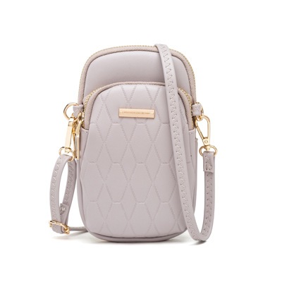 Bolso del teléfono móvil de las mujeres de estilo Japonés y Coreano DE LA PU de superficie suave de la Tela Escocesa cremallera vertical oreja línea agujero del hombro bolsa de mensajero de gran capacidad bolsa de mensajero