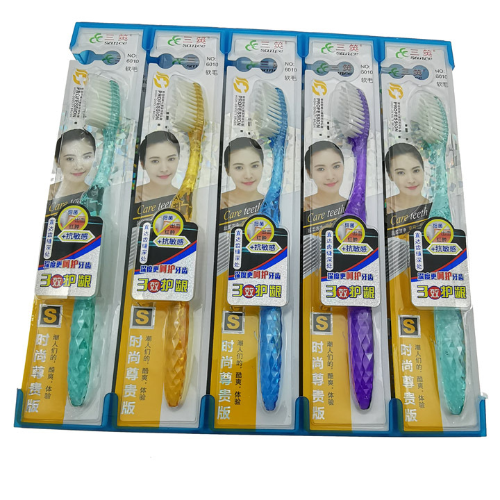 D1324 6010 # cristal cepillo de dientes adulto hogar viaje filamento suave piel limpia 2 yuanes tienda