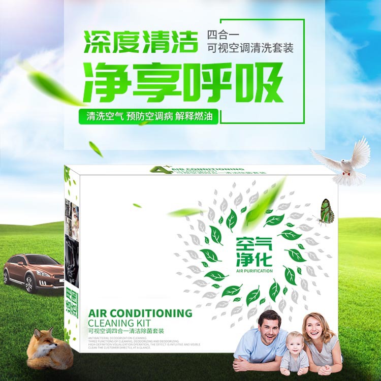 4-in -1 차량용 에어컨 청소기 증발 박스 비주얼 클리닝 세트 분해 없는 소독 살균 에어컨 냄새 제거