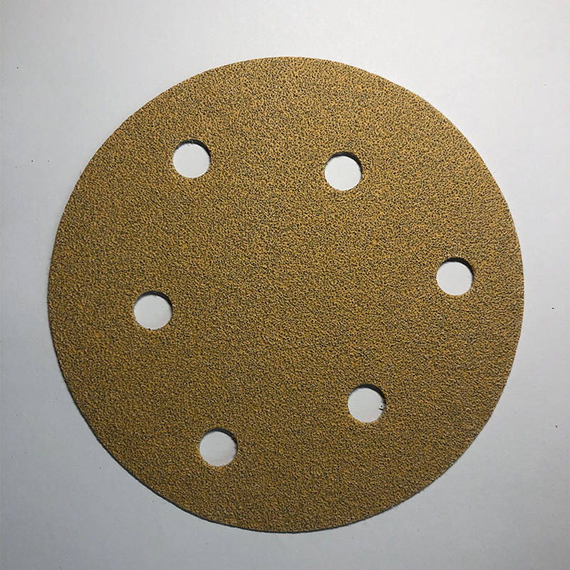 批发黄砂纸 6寸无孔9孔15孔17孔不锈钢合金打磨抛光排尘自粘植绒