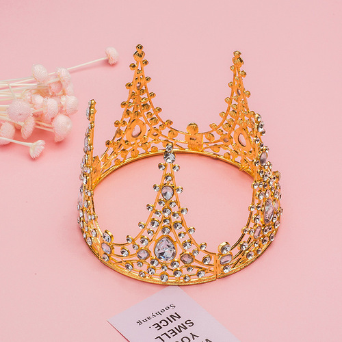 Baroque Black Retro Crown Birthday Cake Baking Decoration Luxurious Queen Complete Ring Large Crown Wholesale