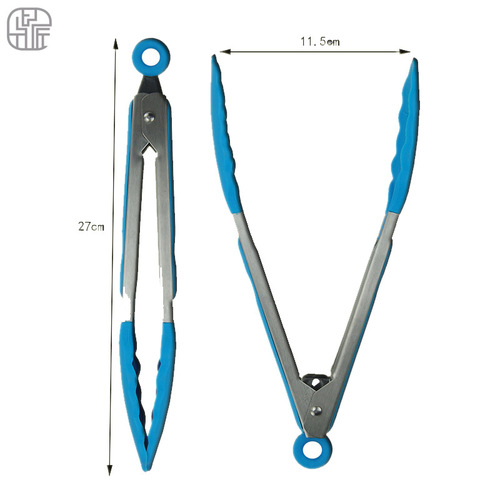 Wholesale 9-inch silicone food clips, barbecue baking non-slip food clips, stainless steel bread steak clips