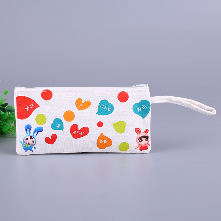 工厂批发学生休闲拉链袋 卡通可爱帆布笔袋 铅笔收纳文具袋定 制