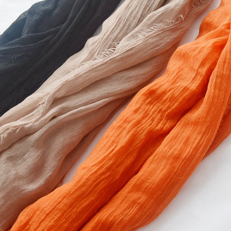 Bufanda monocromática de algodón y lino de estilo coreano para mujer bufanda de algodón de color puro de seda súper suave chal de gran tamaño