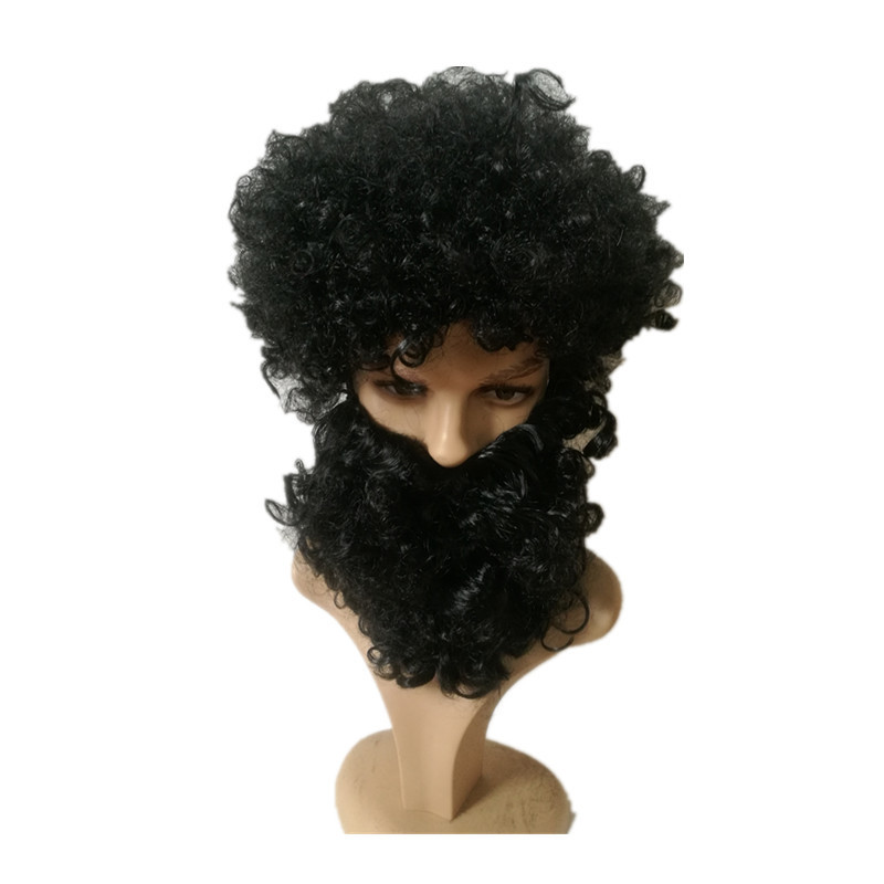 Prom Party Beard Fake Beard Black Bearded Beard Men's Fake Beard Wig Head