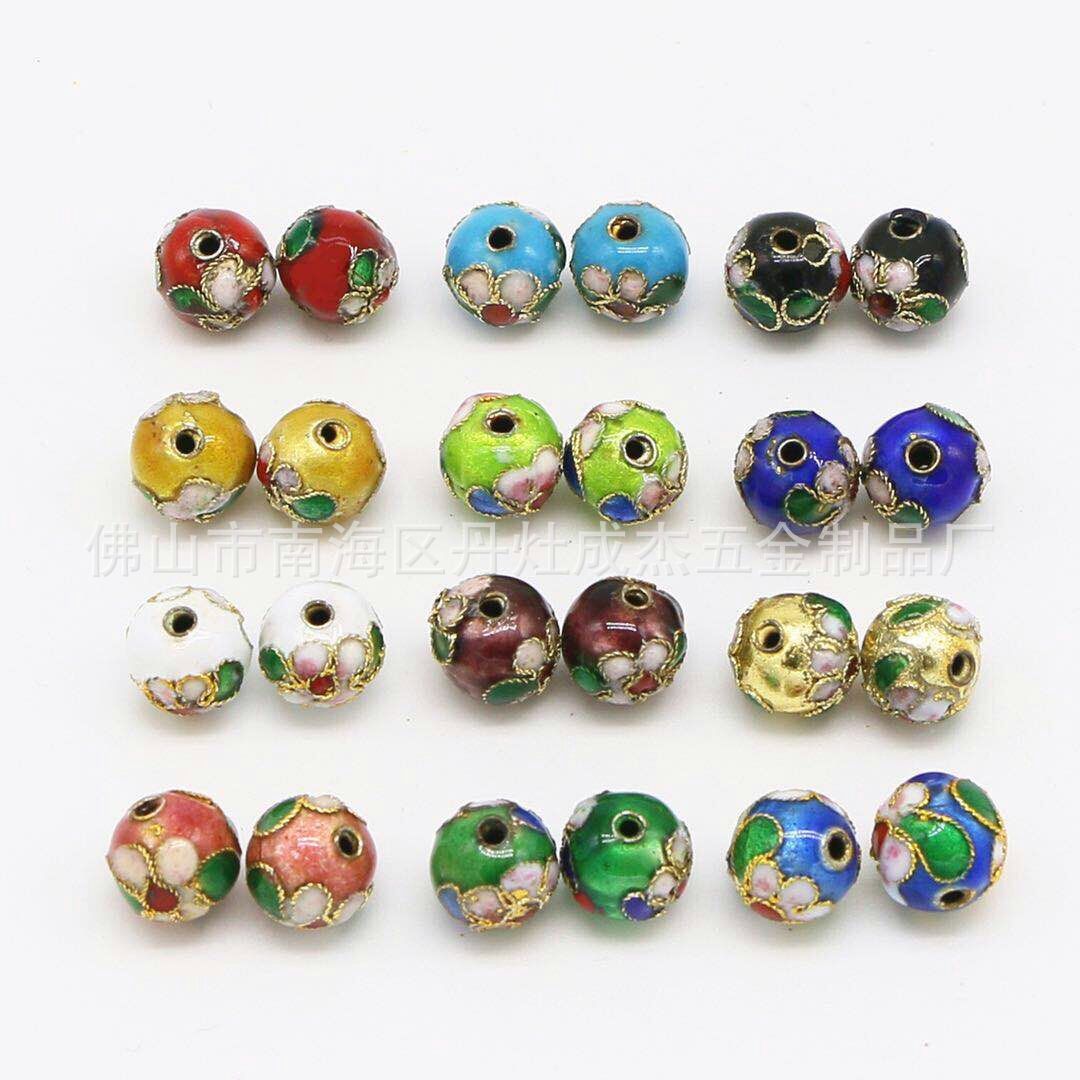 景泰蓝旗袍扣铜线丝脚平珠纽扣 高档旗袍唐装汉服DIY盘扣古典服饰