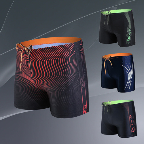 Cross-border boxer swimming trunks men's sports shorts beach pants fashion Amazon loose comfortable quick-drying hot spring swimming trunks