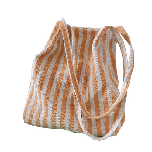 [Guidie Cloth Bag] Five-Color Striped Thin Strap One-shoulder Canvas Bag, Korean Style, Thick, Sturdy, Simple and Versatile New