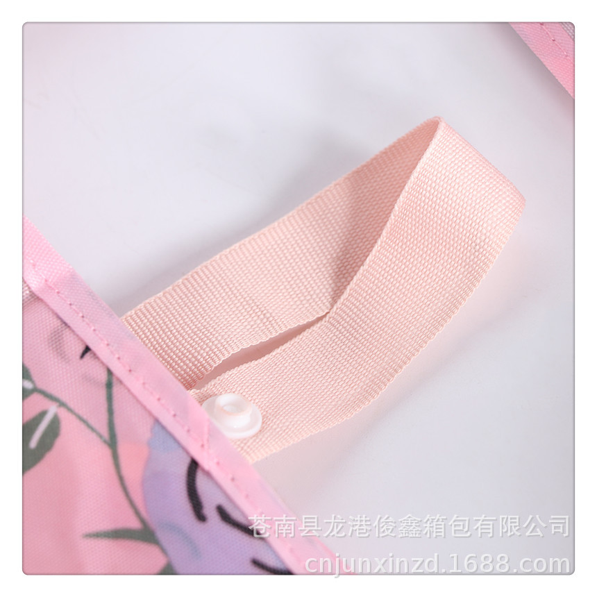 Venta al por mayor suministro portátil plegable publicidad compras bolsa de tela de poliéster creativo Rosa patrón regalo bolsa plegable