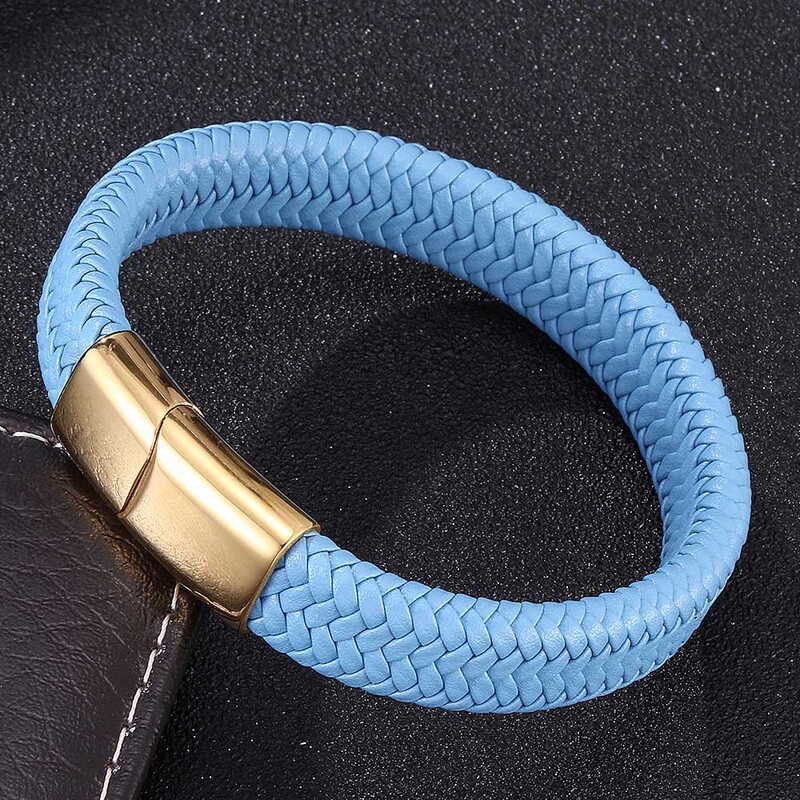 Explosive wholesale titanium steel couple bracelet leather woven leather rope European and American simple fashion hand rope men and women