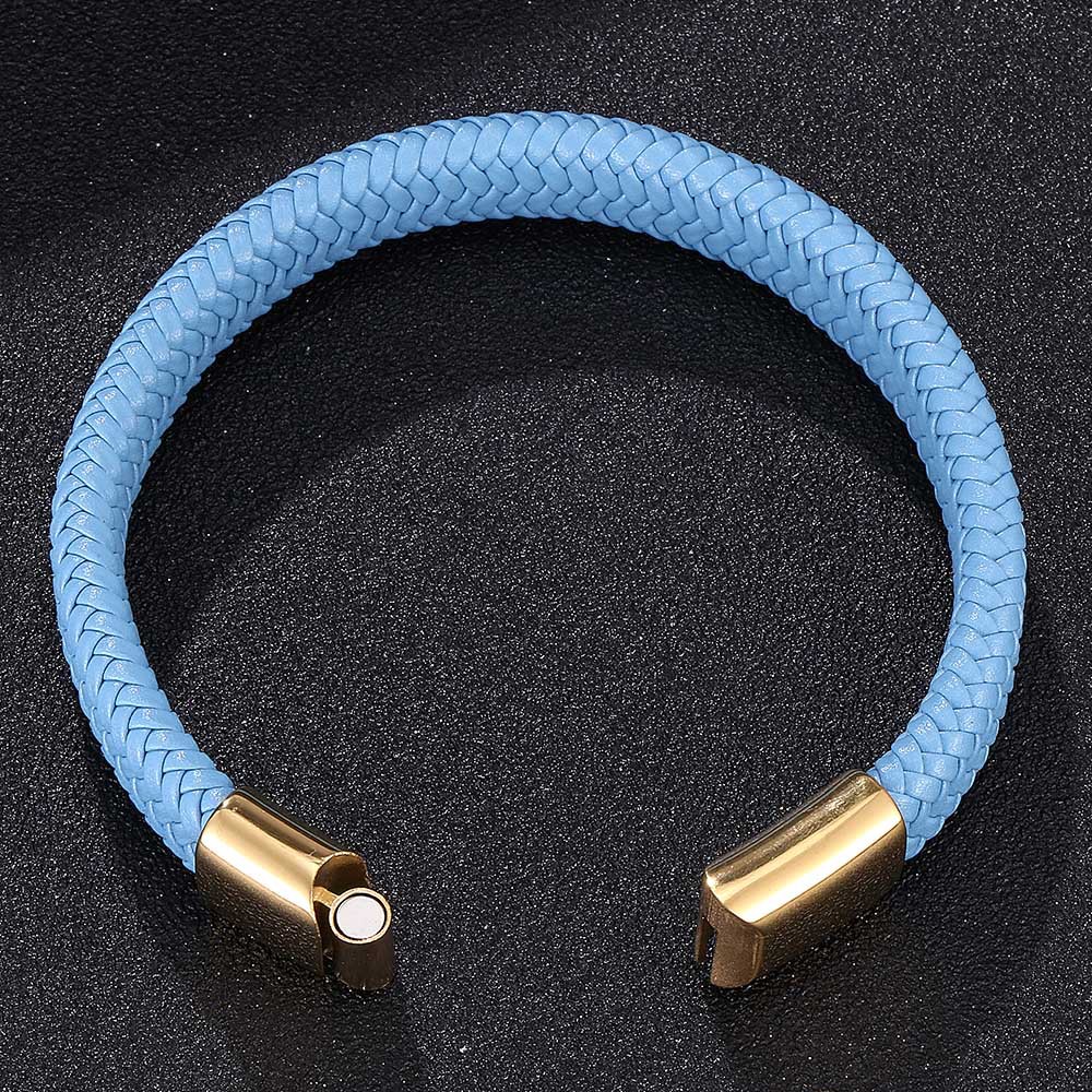 Pulsera de pareja de acero de titanio al por mayor caliente cuerda de cuero tejida de cuero genuino pulsera de moda simple europea y americana para hombres y mujeres