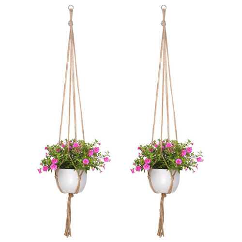 Gardening and greening woven hanging rack flower pot mesh pocket hemp rope hanging basket indoor and outdoor hook decorative cotton rope hanging basket