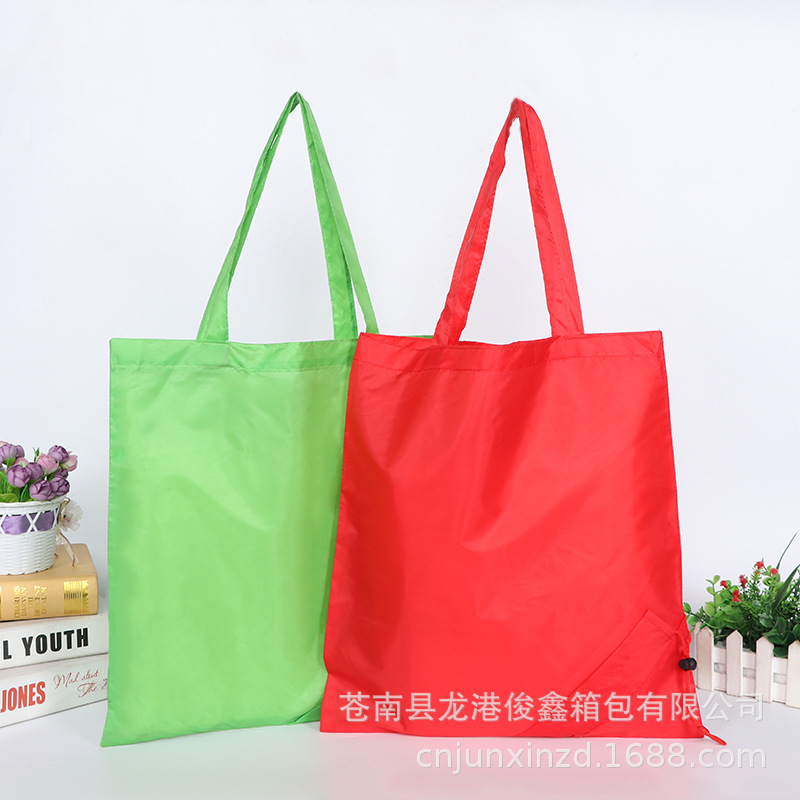 Color en blanco plegable bolsa de poliéster supermercado cordón bolso de almacenamiento nylon impermeable bolsa de compras personalización image 1