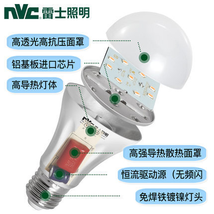 NVC lighting LED bulb 3W5W9 watt E27 screw household energy-saving bulb light source high-power flying saucer lamp