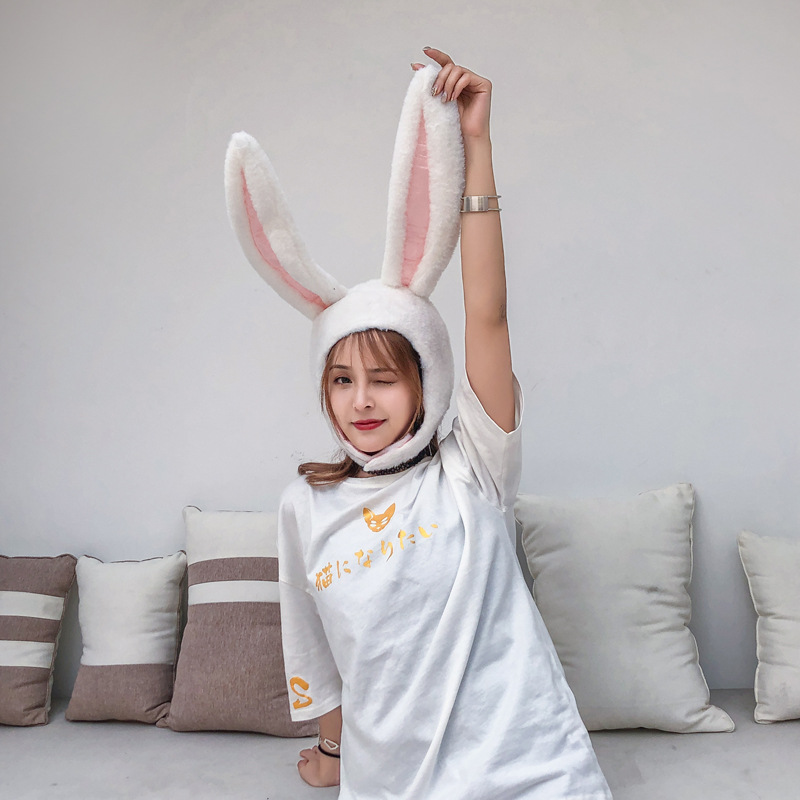 Actuando chica suave, felpa, Lin Xiaozhai, el mismo estilo, orejas de conejo, sombrero, capucha de conejo, accesorios fotográficos, accesorios fotográficos