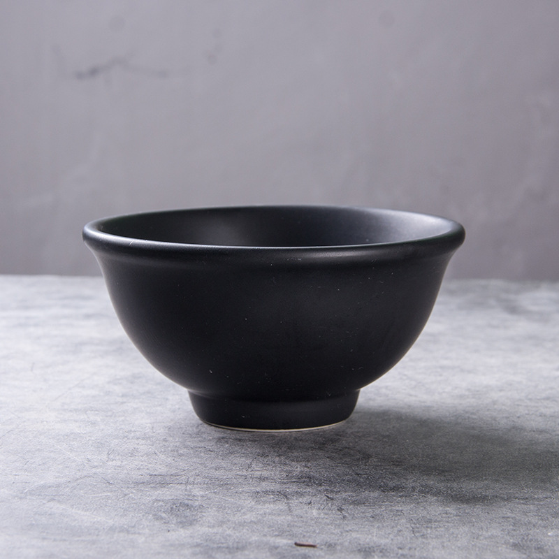 5,5 "Negro cerámica sopa tazón de arroz cubertería al por mayor