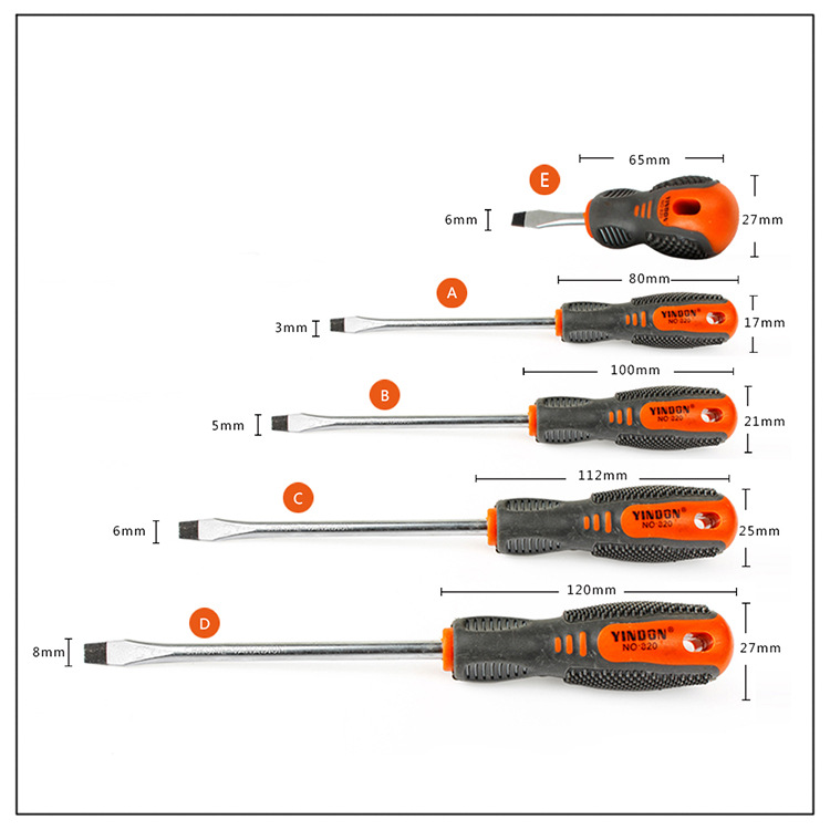 Tres colores de plástico mango de masaje destornillador cruz de una palabra hogar Industrial Multi-especificación reparación destornillador