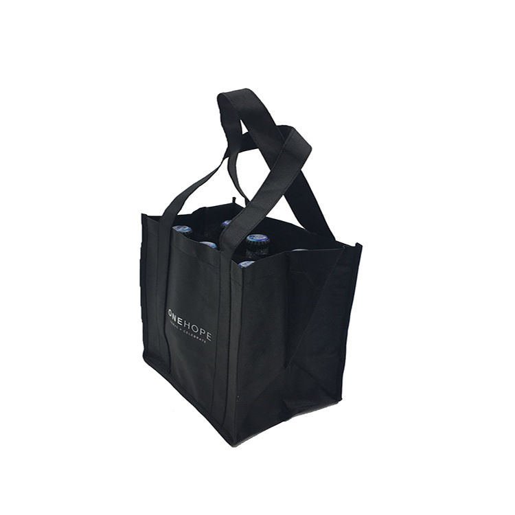 Laminated Non-Woven Fabric Wine Bag with 6 Compartments for 4 Bottles, Single Bottle Wine Tote Bag, Customizable Eco-Friendly Material