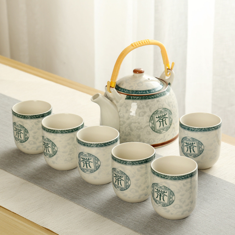 Tetera grande bandeja de té cerámica porcelana azul y blanca Kung Fu haz olla hogar simple juego de té traje bandeja una olla seis tazas