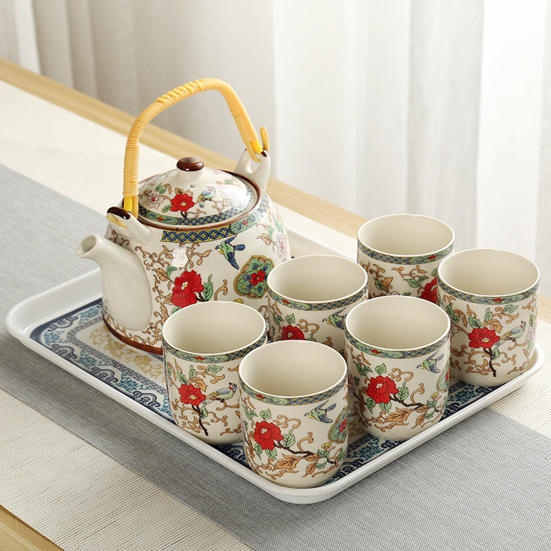 Tetera grande bandeja de té cerámica porcelana azul y blanca Kung Fu haz olla hogar simple juego de té traje bandeja una olla seis tazas