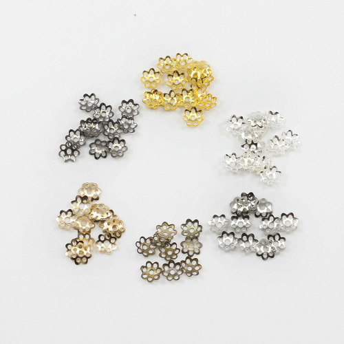 DIY jewelry materials, metal hollow spacer, bead base, small plum blossom flower holder, bead cap, 600 pcs/pack