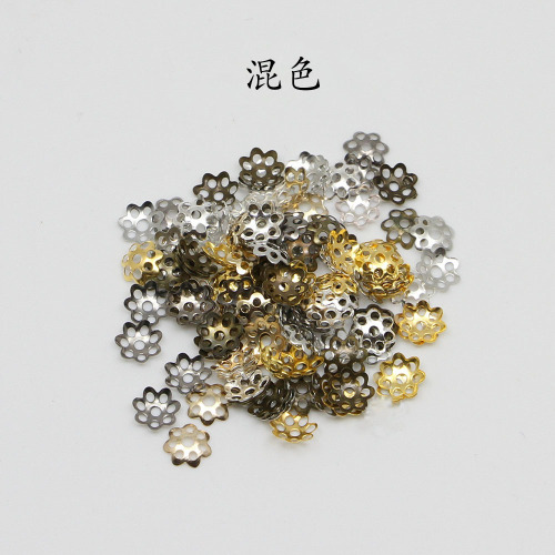 DIY jewelry materials, metal hollow spacer, bead base, small plum blossom flower holder, bead cap, 600 pcs/pack