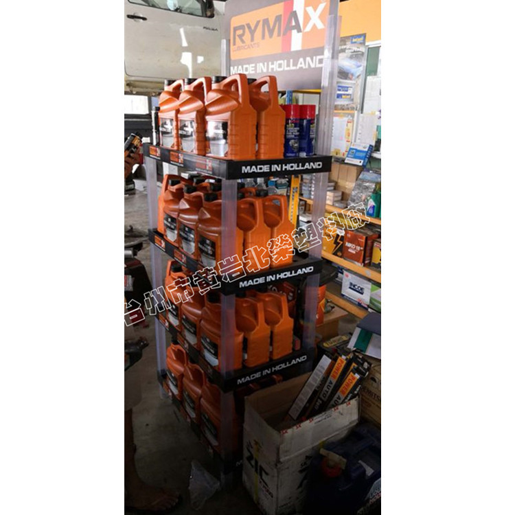 Customized Three-layer 53*35 Car Lubricant Glass Water Gasoline Engine Cleaner Pendant Plastic Display Stand