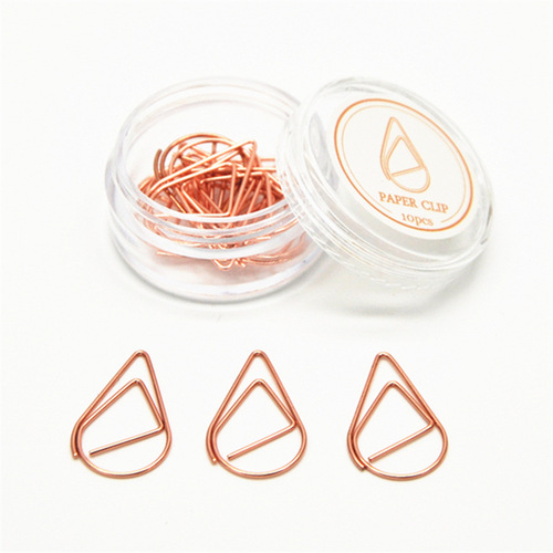 Factory direct sales large water drop paper clips simple metal bookmarks colorful cute paper clips handbook accessories wholesale